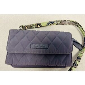 Vera Bradley Crossbody Wristlet Purse Wallet gray paisley Strap